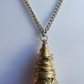 Flapper Gold Chain Necklace With Mixed Metal Wire Coil & Gold Tone Pendant Image 3