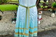 Vintage 60s 70s Green and White polkadot summer dress size small