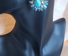 Diamante & Torquoise Statement Earrings