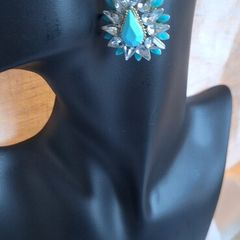 Diamante & Torquoise Statement Earrings