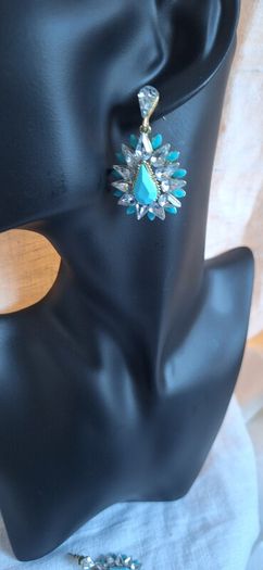Diamante & Torquoise Statement Earrings