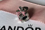 Pandora charm Present gift box with heart and pink ribbon Charm New