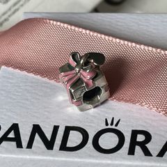 Pandora charm Present gift box with heart and pink ribbon Charm New