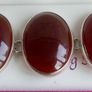 Vintage Sterling Silver 925 Carnelian Link Bracelet with Toggle Clasp L-8,5"  51,28g Image 2