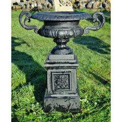 Urn Large Handles and Pedestal Black CH-R-102-B