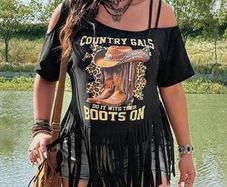 BNWT Funky Black Fringe Top size 20