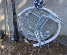 Glass table and umbrella
