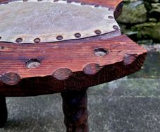 Brutalist carved stool
