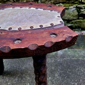 Brutalist carved stool