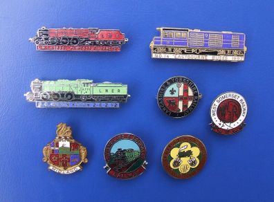 RAILWAY COMPANY & TRAIN (logos & crests) - 8 x quality enamel badges (1960's to early 1990's). Lot D