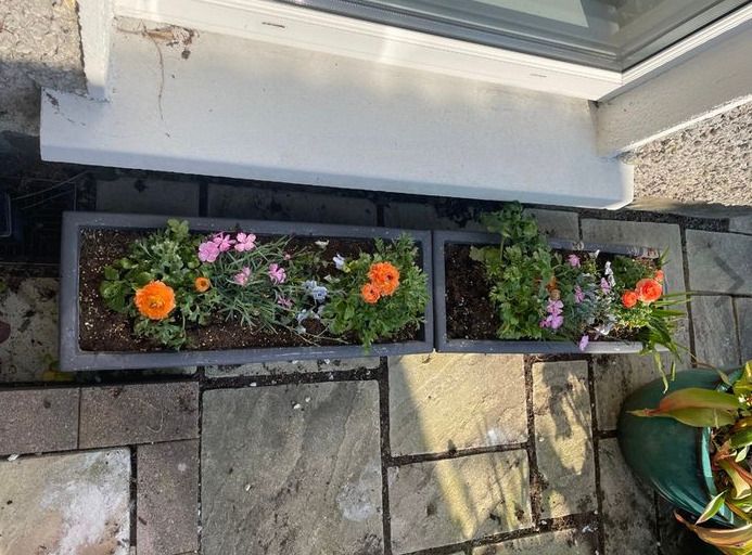 Grey JC & Co Rectangular Trough Flower Pots- 2 available