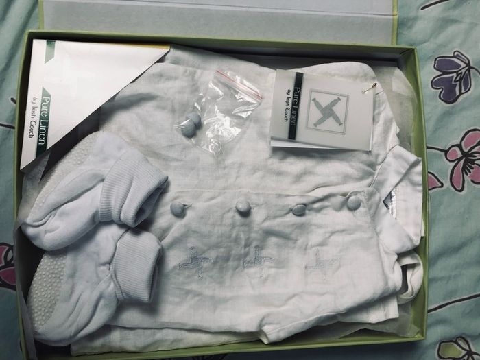 Baby boy pure linen christening outfit 0-6months