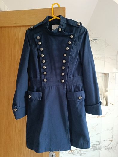 New Mac trench coat spring jacket moleskin military all saints style navy S boutique like Karen Millen