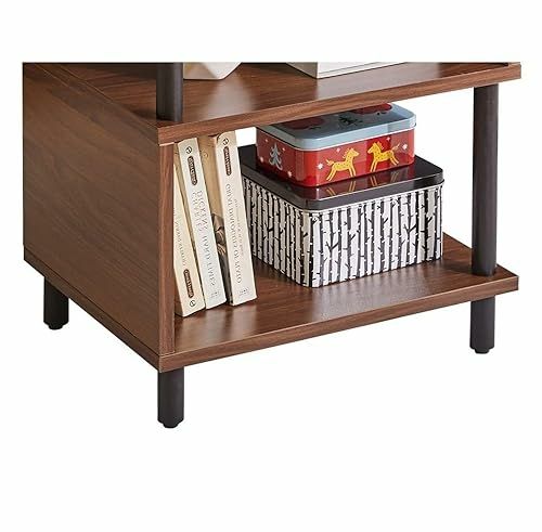 3 Tier Side End Table, Wooden Bedside Table, Modern Sofa Side End Table for Living Room/Bedroom/Small Space, Brown+Black Legs,