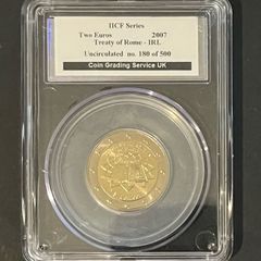 2007 Ireland Irish International Coin Fair Souvenir series featuring E2 coin in uncirculated condition direct from Dublin mint encapsulated by CGS UK