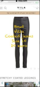 jeans Bnwt size 10 black leather coated skinny jeans