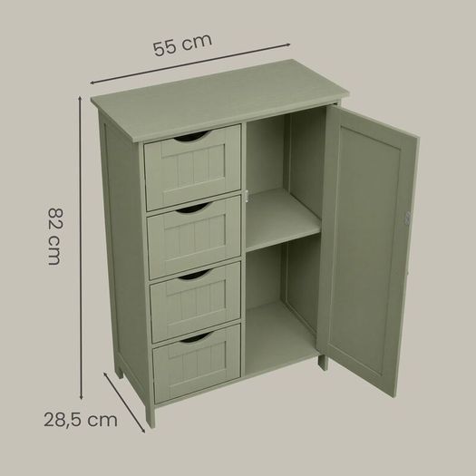 Bathroom Storage Cabinet with Drawers Muted Sage Green