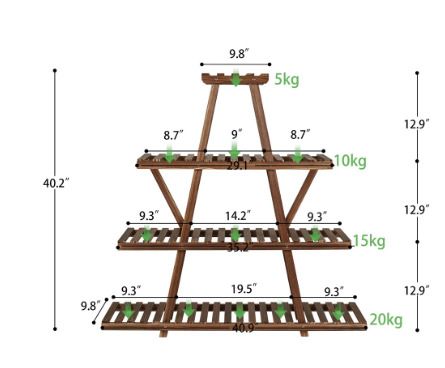 BRAND NEW Triangular Wooden Plant Stand 4 Tiers Shelf Holder