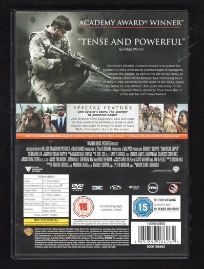 American Sniper DVD movie staring Bradley Cooper & Sienna Miller