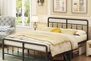 King Size Bed Frame with Victorian Headboard and Footboard, Metal Bed Frame with Heavy Duty Steel Slats Support, Ample Storage Space, Noise Free, Easy Assembly, Black