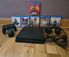 Playsation 4 + Remote,Headphones and 6 Games