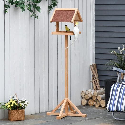 Wooden Bird Table, Bird Feeding Station Free Standing Feeder for Garden Outdoor 55 x 55 x 144cm