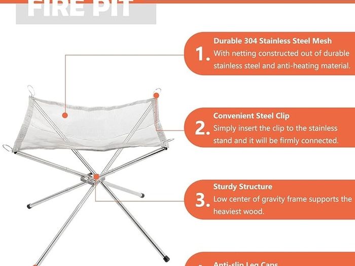NEW SALE | Portable Fire Pit for Camping, Outdoor Folding Firepit Fireplace with Heat Resistant Gloves & Carrying Bag