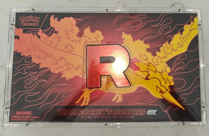 Pokemon TCG Team Rocket's Moltres Ex Ultra Premium Collection (UPC) SEALED and Acrylic Case