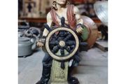 Pirate At Ships Wheel Resin Statue KAS1379