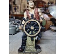 Pirate At Ships Wheel Resin Statue KAS1379