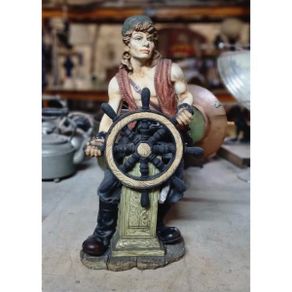 Pirate At Ships Wheel Resin Statue KAS1379