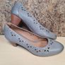 womens CLARKS DENNY DAZZLE grey shoes leather slip on heels court pumps Size UK 5.5 E wide fit EU 38.5 Image 2