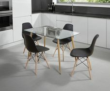 Nordic Dining Set 4 chairs Black . Free delivery
