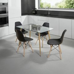 Nordic Dining Set 4 chairs Black .