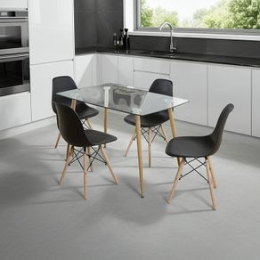 Nordic Dining Set 4 chairs Black .