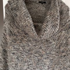 Gorgeous chunky knit poncho-style top in a grey marl with flecks of navy and cream