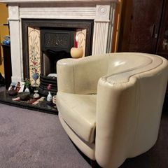 Ultra Comfortable Cream Leatherette Tub Chair in Tralee