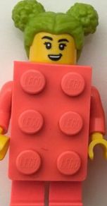 Lego light pink bricksuit mini figure