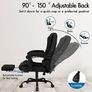 Massage Office Chair for Home Office, Desk Chair 77 cm High Back 150 degree Recliner Tilt Function Padded Swivel Fabric, Black Image 5