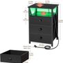 Bedside Table Set of 2 with Charging Station, Side Table with Led Lights Image 8