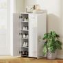 High-gloss shoe cabinet, shoe storage with adjustable shelves for hallway, entry, space for 10 pairs, white Image 2