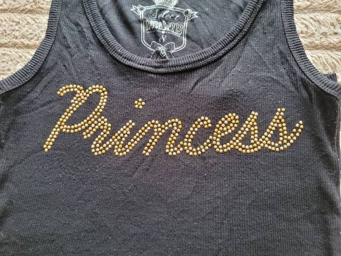 Princess Gold Rhinestone Ribbed Tank Top