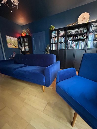Velvet Sofa Bed and Swivel Chair Bundle 375 Excellent Condition