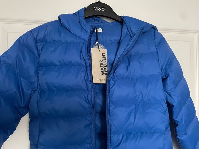 Winter jacket boys down feather water repellent blue Mango 7-8y New