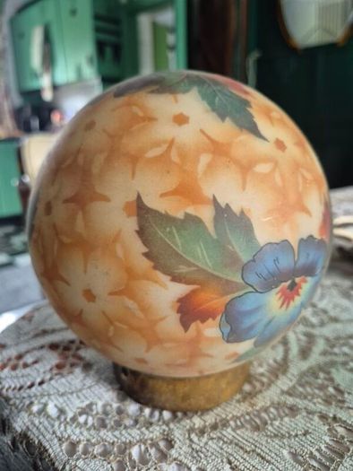 Handpainted Glass Globe shade Bellova Antique 1920s/30s Bellova Art Nouveau Czech glass globe shade
