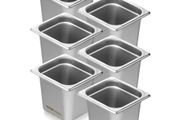 6 Pack Hotel Pans, 1/6 Size Anti-Jam Steam Pan, 0.8mm Thick Stainless Steel Restaurant Steam Table Pan, 6-Inch Deep Commercial Table Pan, Catering Storage Food Pan, for Industrial &amp; Scientific