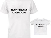 Nap Team Captain and Cadet Funny Cute Daddy and Baby Matching T-Shirts Set