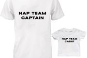 Nap Team Captain and Cadet Funny Cute Daddy and Baby Matching T-Shirts Set