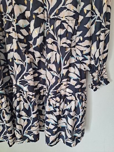 Gallery navy/gold print dress size UK 20