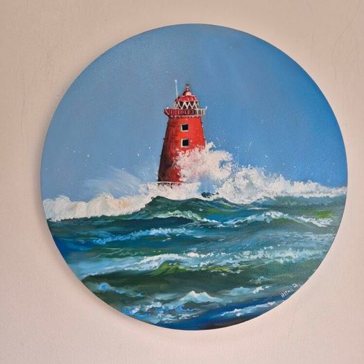 Storm Bram at Poolbeg Lighthouse | Oil Painting on canvas
